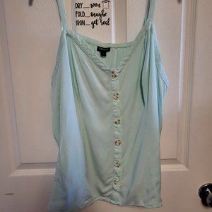 Women's Torrid Size 3 Light Mint Green Spaghetti Strap Blouse with Button Accent